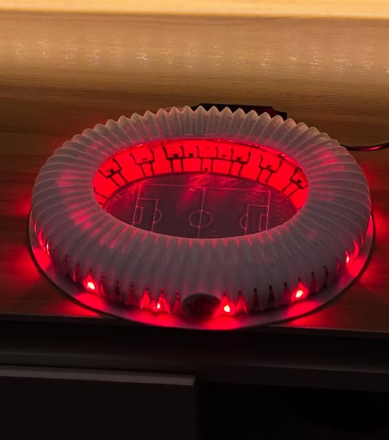 Estádio impresso em 3D com LED vermelho