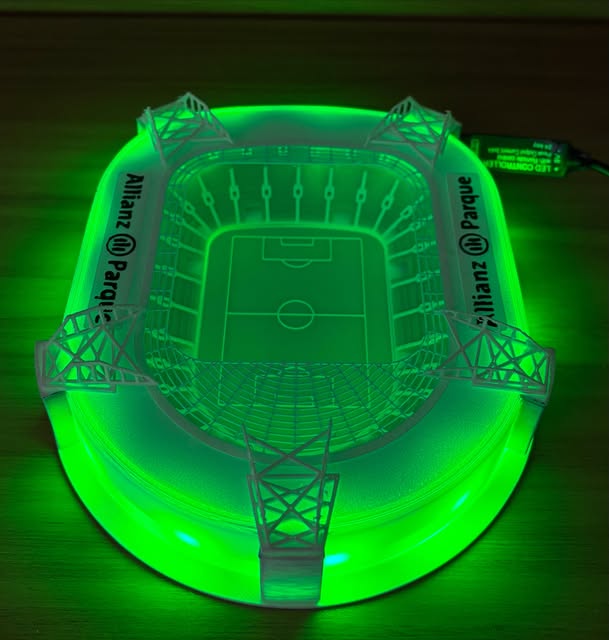 Estádio Allianz Parque impresso em 3D com LED verde